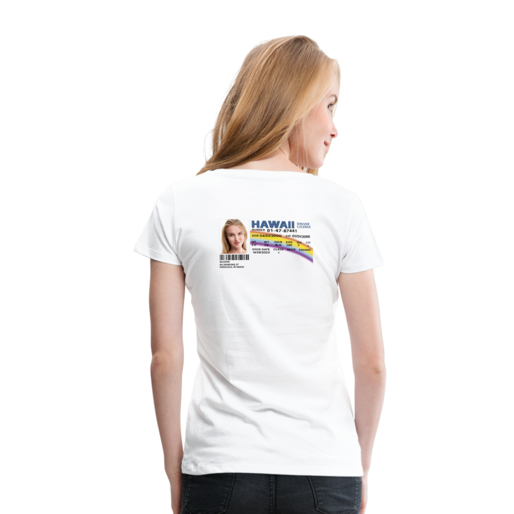 Personalized Rear Print McLovin Premium Woman's T-Shirt