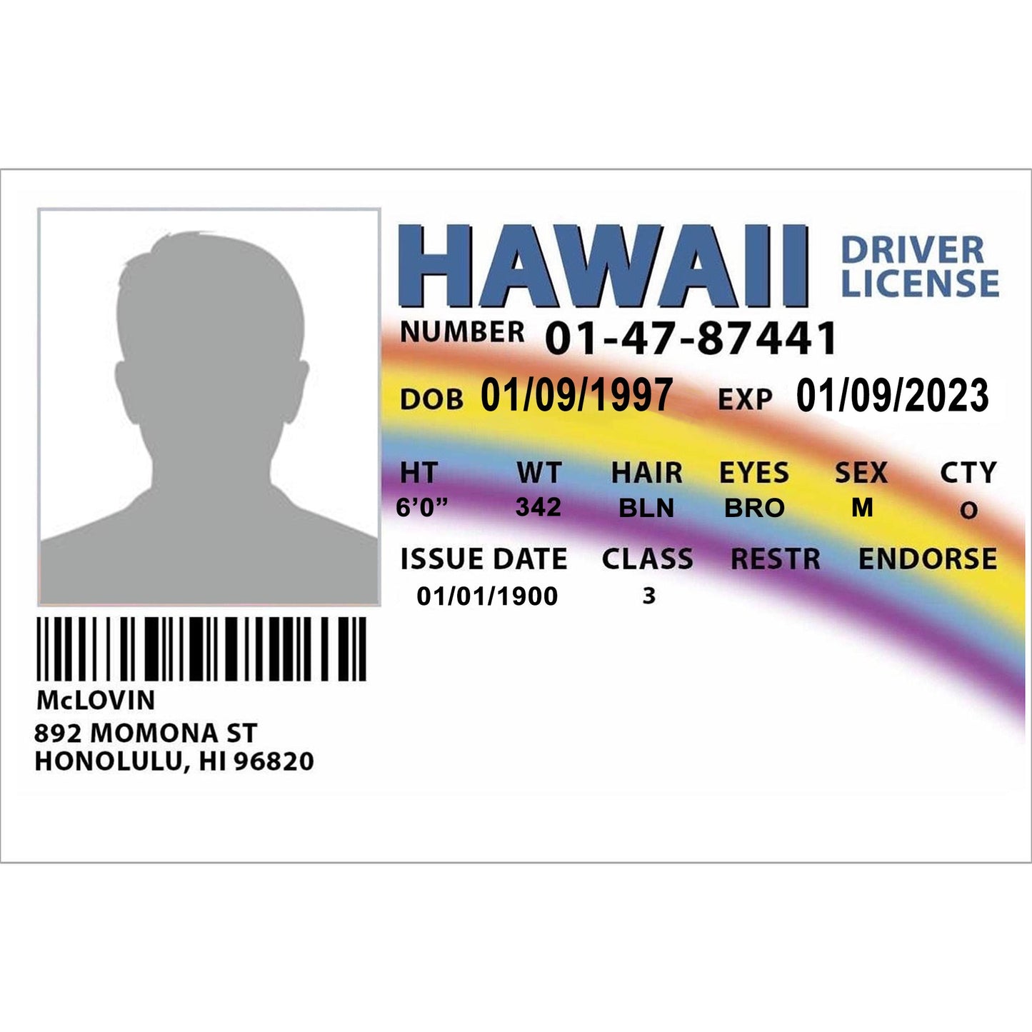 McLovin Drivers License Front